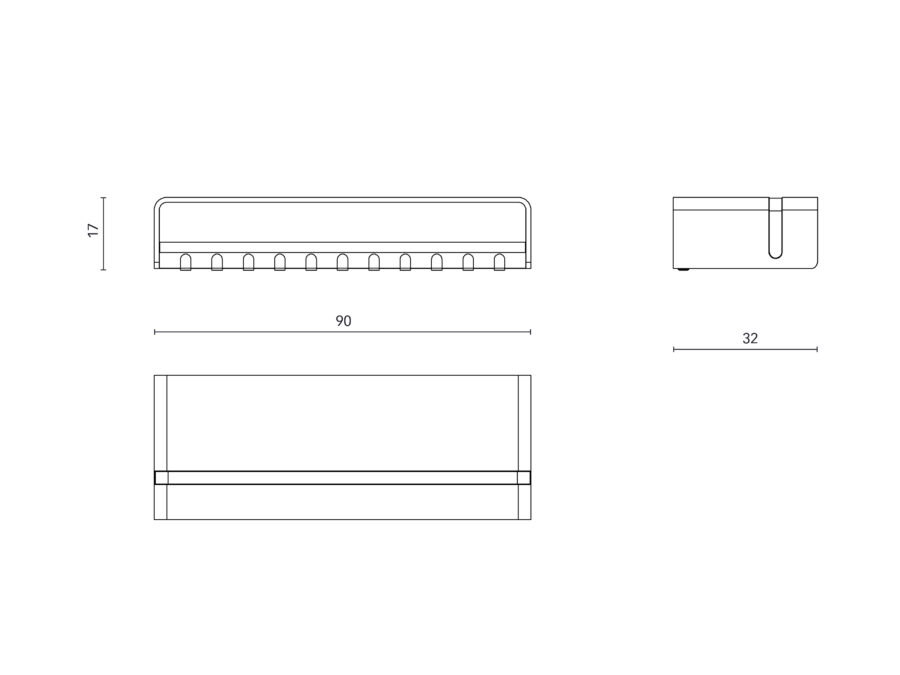 Blossom Wandgarderobe-Wandhalterungen in 2 Ausführungen, 35 oder 90 cm Breite.