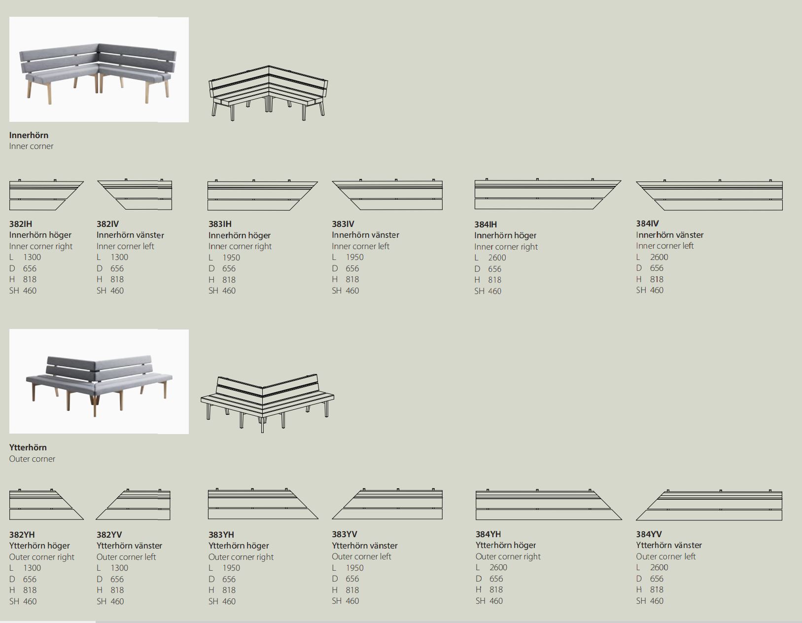 Kamón | Dinner-Kamón Dinner ist ein Sofa, das eine aufrechtere Sitzposition bietet und für Tische mit einer Höhe von 720 bis 740 mm geeignet ist.